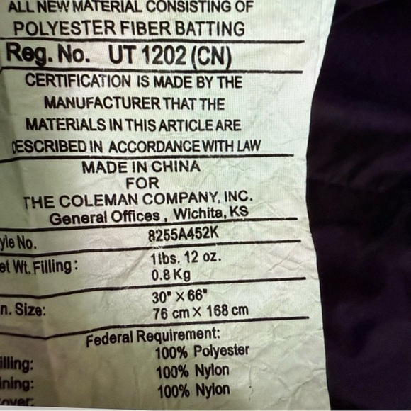 Coleman mummy style, sleeping bag, youth, color purple, 30 x 66 - Picture 11 of 12